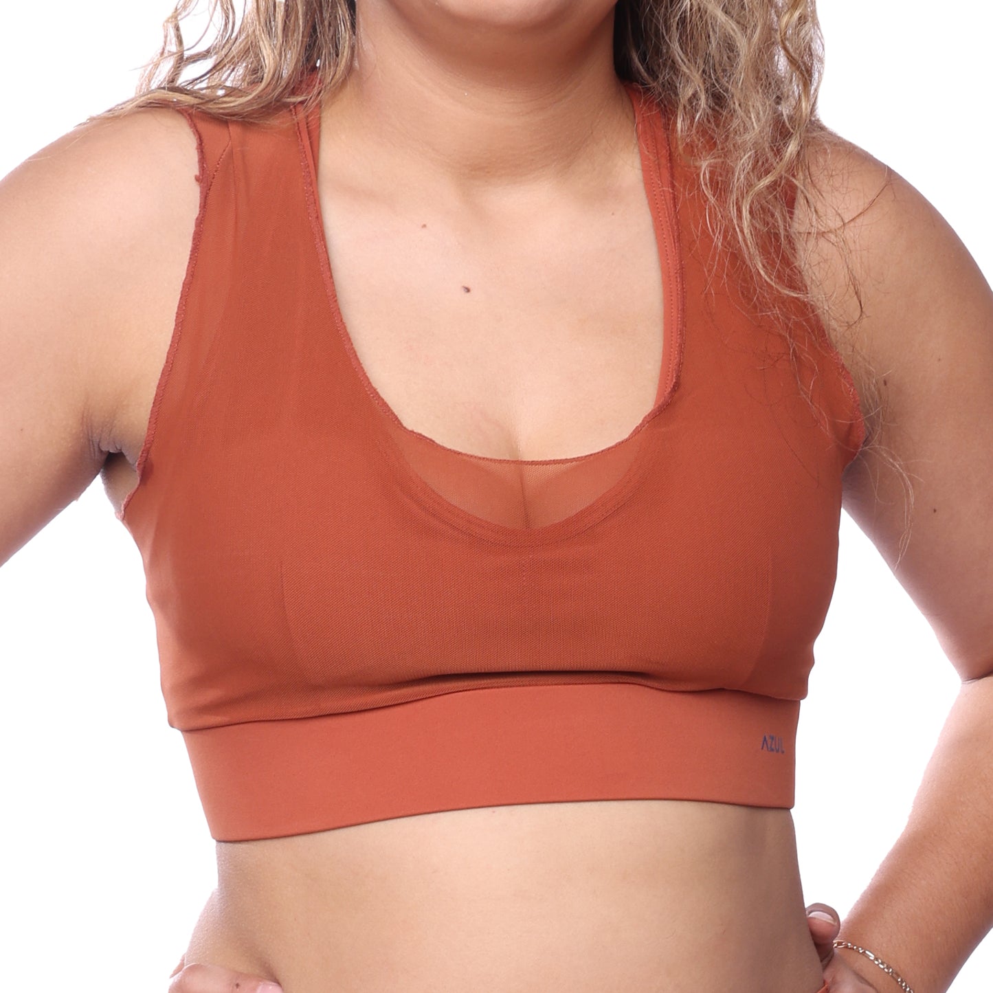 Rust Orange Mesh Top