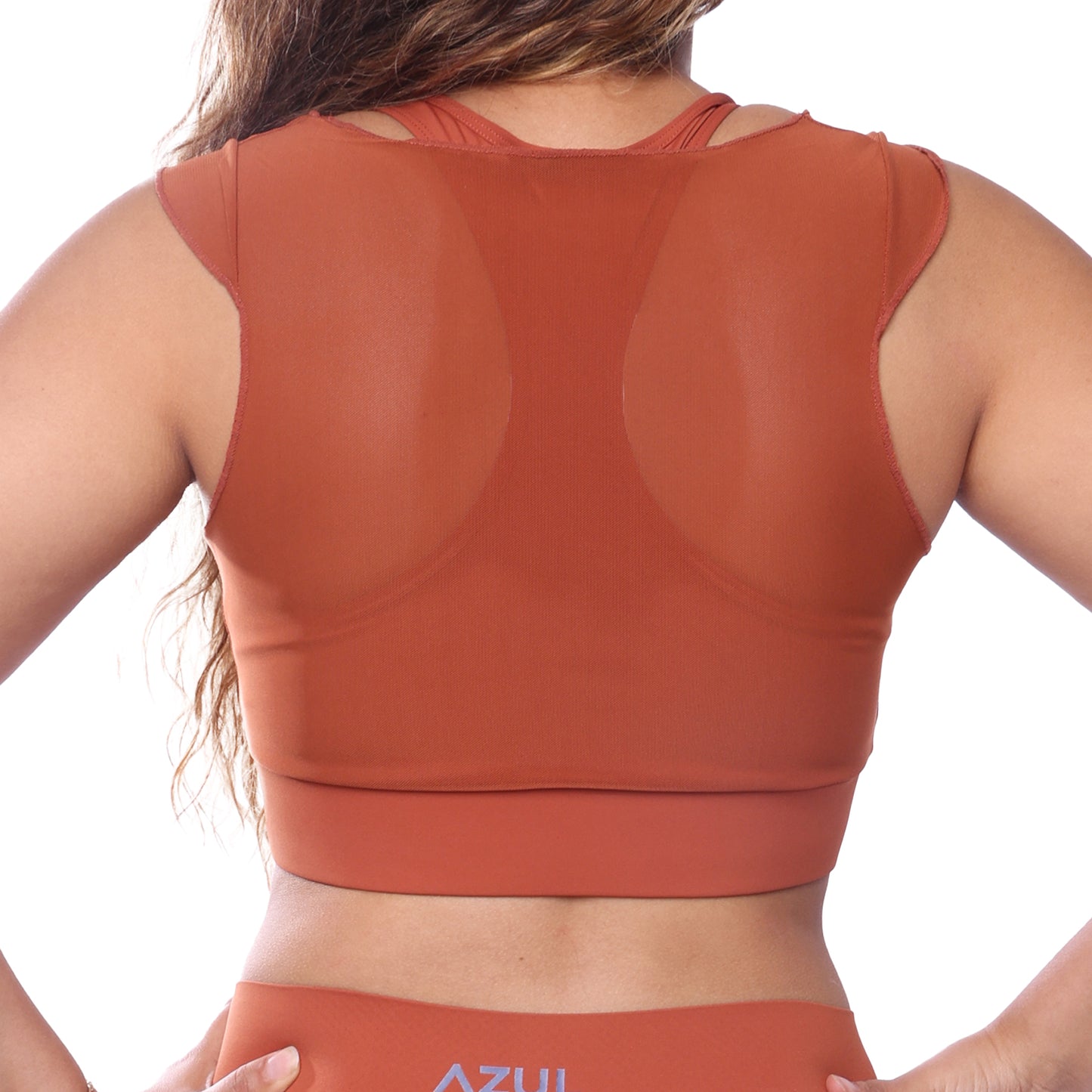 Rust Orange Mesh Top
